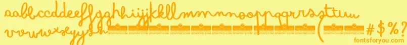 Fonte BimboSharpieTrial – fontes laranjas em um fundo amarelo