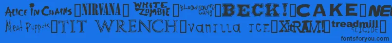 Bandnames Font – Black Fonts on Blue Background