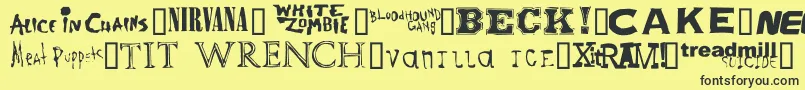 Bandnames Font – Black Fonts on Yellow Background