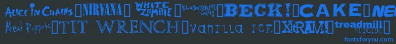 Bandnames Font – Blue Fonts on Black Background
