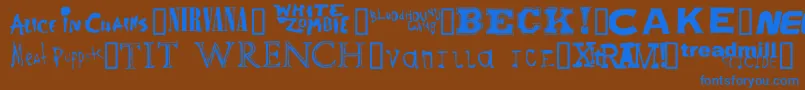 Bandnames Font – Blue Fonts on Brown Background