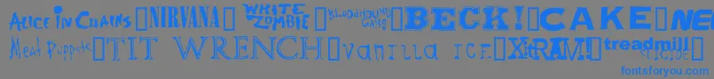 Bandnames-Schriftart – Blaue Schriften auf grauem Hintergrund