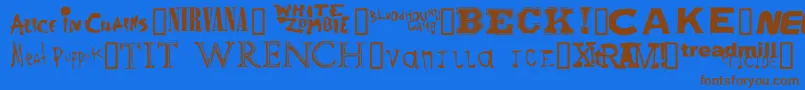 Bandnames Font – Brown Fonts on Blue Background