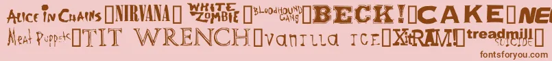 Bandnames-Schriftart – Braune Schriften auf rosa Hintergrund