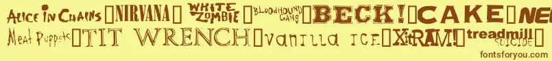 Bandnames Font – Brown Fonts on Yellow Background