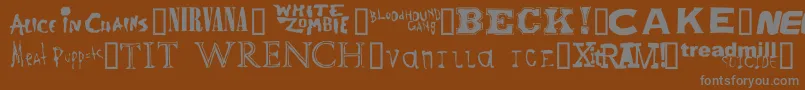 Bandnames Font – Gray Fonts on Brown Background