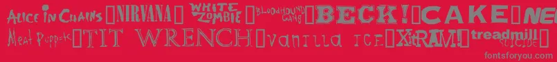 Bandnames Font – Gray Fonts on Red Background