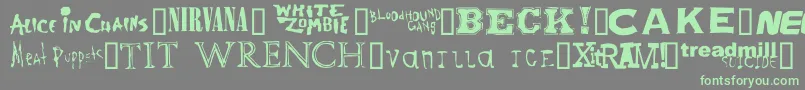 Bandnames Font – Green Fonts on Gray Background
