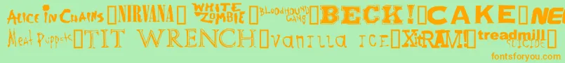 Czcionka Bandnames – pomarańczowe czcionki na zielonym tle
