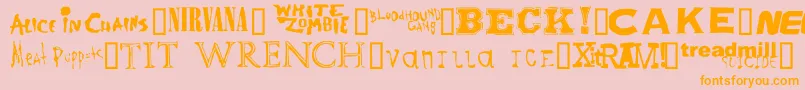 Fonte Bandnames – fontes laranjas em um fundo rosa