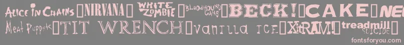 Fonte Bandnames – fontes rosa em um fundo cinza