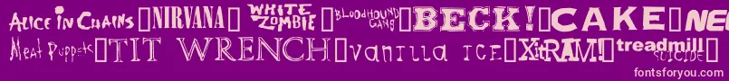 Bandnames Font – Pink Fonts on Purple Background