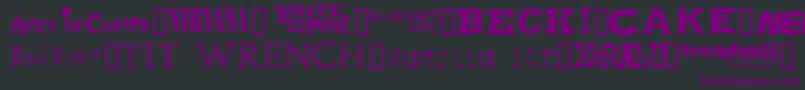 Czcionka Bandnames – fioletowe czcionki na czarnym tle