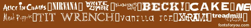 Bandnames Font – White Fonts on Brown Background