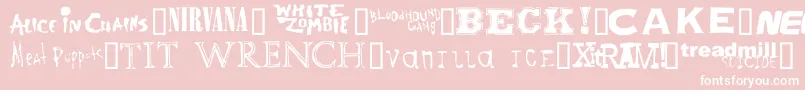 Bandnames-Schriftart – Weiße Schriften auf rosa Hintergrund
