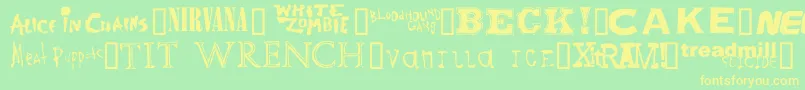 Bandnames-fontti – keltaiset fontit vihreällä taustalla