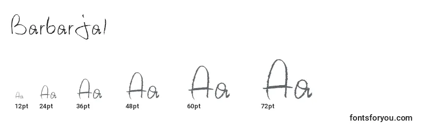 Размеры шрифта Barbarja1