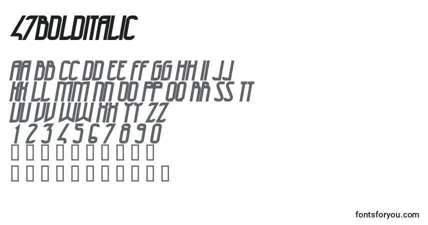 Czcionka 47Bolditalic (115702) – alfabet, cyfry, specjalne znaki
