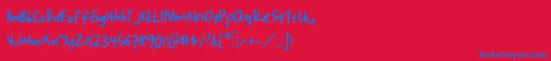 Lauwrites Font – Blue Fonts on Red Background