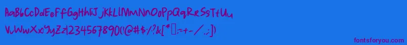 Lauwrites Font – Purple Fonts on Blue Background