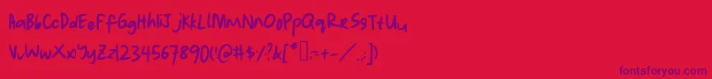 Lauwrites Font – Purple Fonts on Red Background