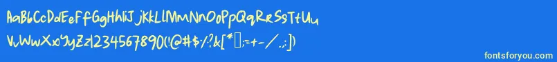 Lauwrites Font – Yellow Fonts on Blue Background