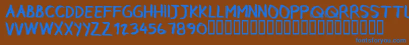 CfrebelleRegular-Schriftart – Blaue Schriften auf braunem Hintergrund