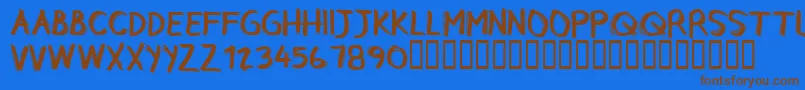 フォントCfrebelleRegular – 茶色の文字が青い背景にあります。