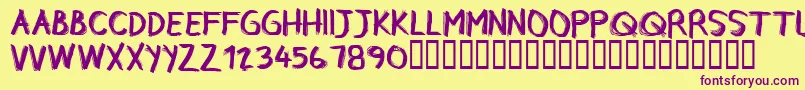 CfrebelleRegular Font – Purple Fonts on Yellow Background