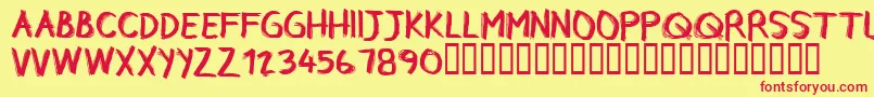 CfrebelleRegular Font – Red Fonts on Yellow Background