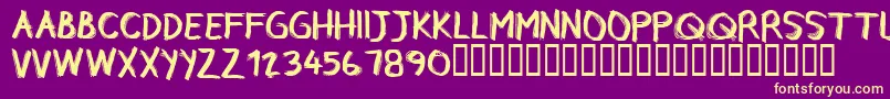 CfrebelleRegular-fontti – keltaiset fontit violetilla taustalla
