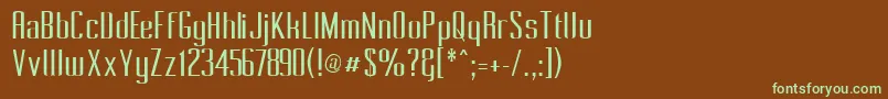 フォントPecot011 – 緑色の文字が茶色の背景にあります。