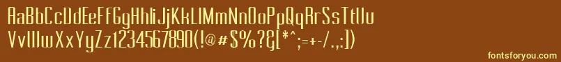 Pecot011-fontti – keltaiset fontit ruskealla taustalla