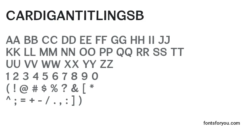 Czcionka CardiganTitlingSb – alfabet, cyfry, specjalne znaki