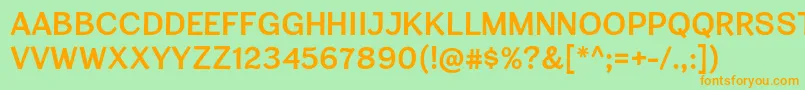 フォントCardiganTitlingSb – オレンジの文字が緑の背景にあります。