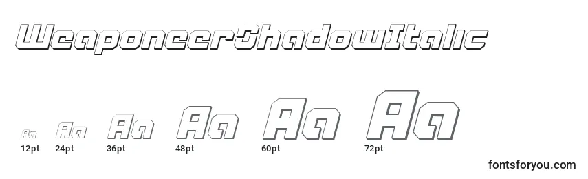 Размеры шрифта WeaponeerShadowItalic