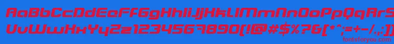 BlasterItalic-fontti – punaiset fontit sinisellä taustalla