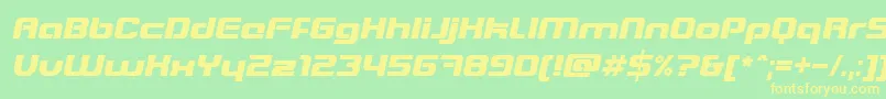 フォントBlasterItalic – 黄色の文字が緑の背景にあります