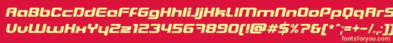 フォントBlasterItalic – 黄色の文字、赤い背景