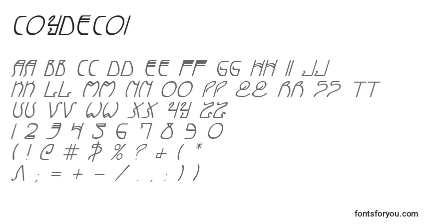 Czcionka Coydecoi – alfabet, cyfry, specjalne znaki