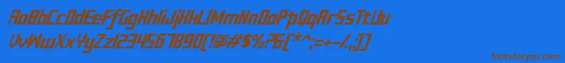Sujeta Italic-Schriftart – Braune Schriften auf blauem Hintergrund