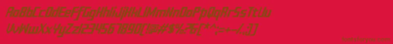 Czcionka Sujeta Italic – brązowe czcionki na czerwonym tle