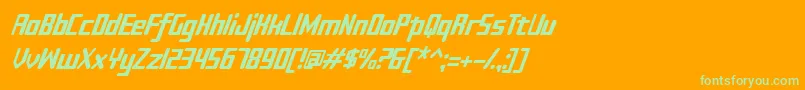 Sujeta Italic-Schriftart – Grüne Schriften auf orangefarbenem Hintergrund