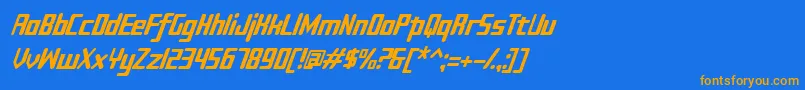 Sujeta Italic-Schriftart – Orangefarbene Schriften auf blauem Hintergrund