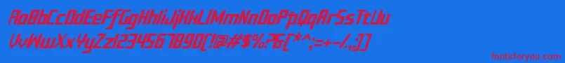 Sujeta Italic-Schriftart – Rote Schriften auf blauem Hintergrund