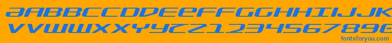 SdfExpandedItalic-Schriftart – Blaue Schriften auf orangefarbenem Hintergrund