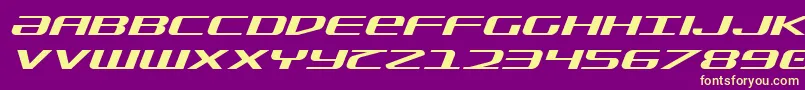 SdfExpandedItalic-Schriftart – Gelbe Schriften auf violettem Hintergrund