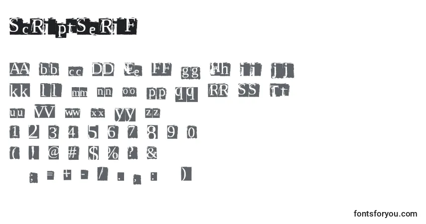 Czcionka ScriptSerif – alfabet, cyfry, specjalne znaki