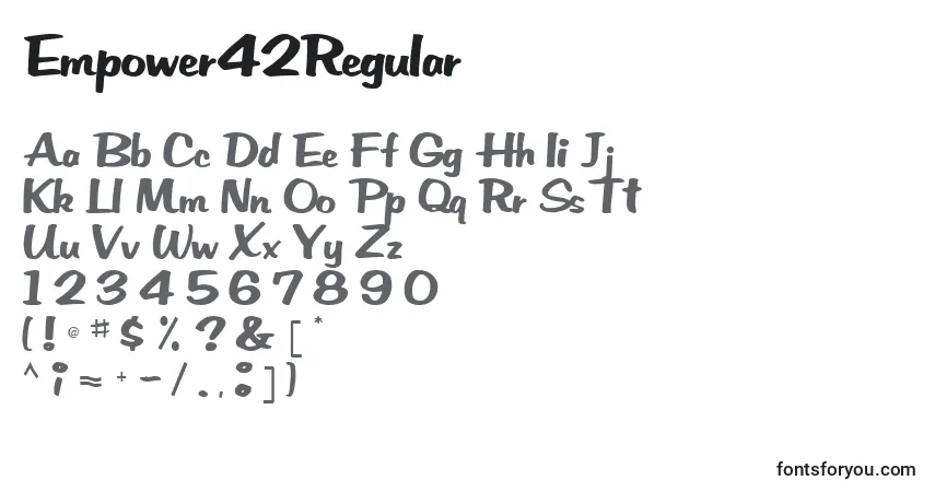 A fonte Empower42Regular – alfabeto, números, caracteres especiais