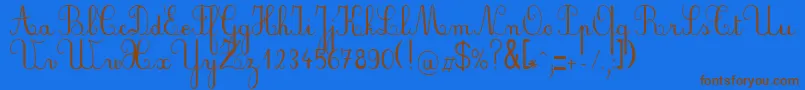 PlumScript Font – Brown Fonts on Blue Background